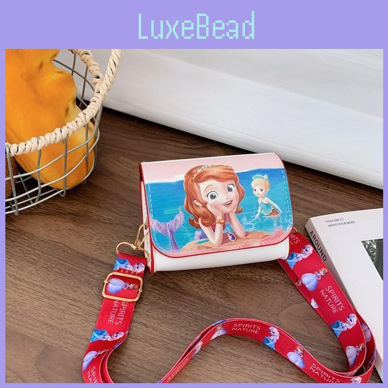 Kids Cartoon Shoulder Crossbody Bag With Frozen Elsa And Mermaid Design Print