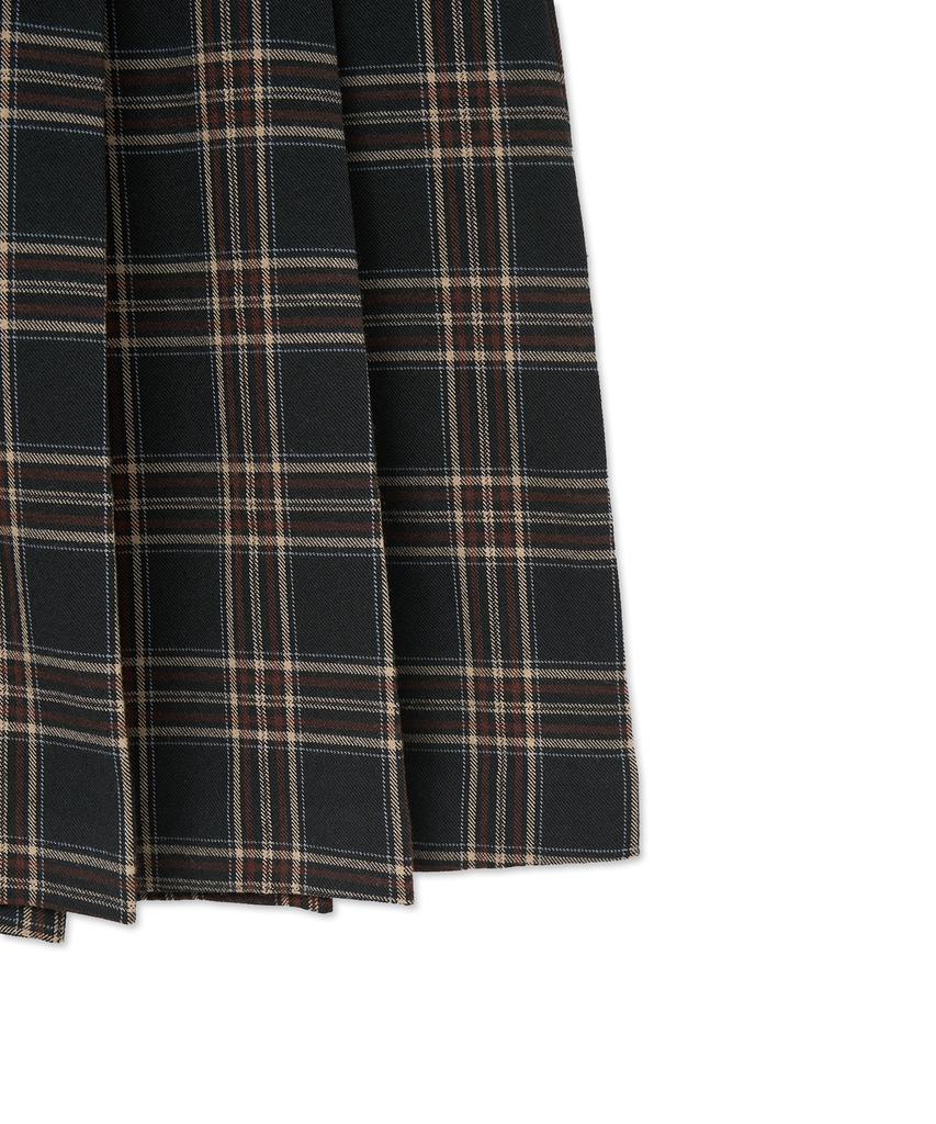 Yale Check Pleated Skirt_Brown