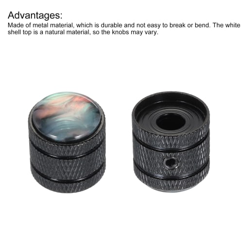 uxcell Dome Knobs, Guitar Knobs, 6mm, Black Shell Top, Black Metal, for Electric Guitar and Bass, Volume and Tone Control, Includes Internal Hex Wrenc