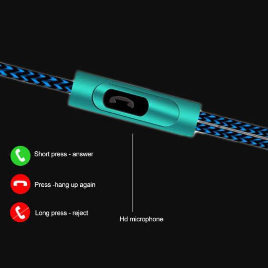Fashion Braided Wired Stereo Sound Volume Control Phone Laptop In-ear Earphones