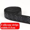 2/5Meters Black Elastic Bands Silicone Non-slip Bra Rubber Tape For Belt Garment Wave Ribbon DIY Clothes Sewing Accessories