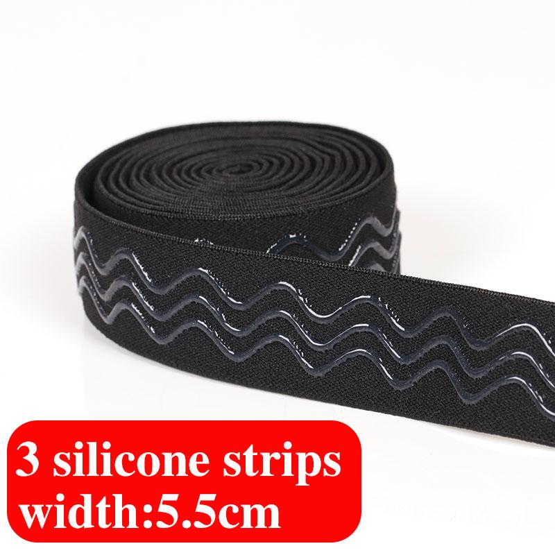 2/5Meters Black Elastic Bands Silicone Non-slip Bra Rubber Tape For Belt Garment Wave Ribbon DIY Clothes Sewing Accessories