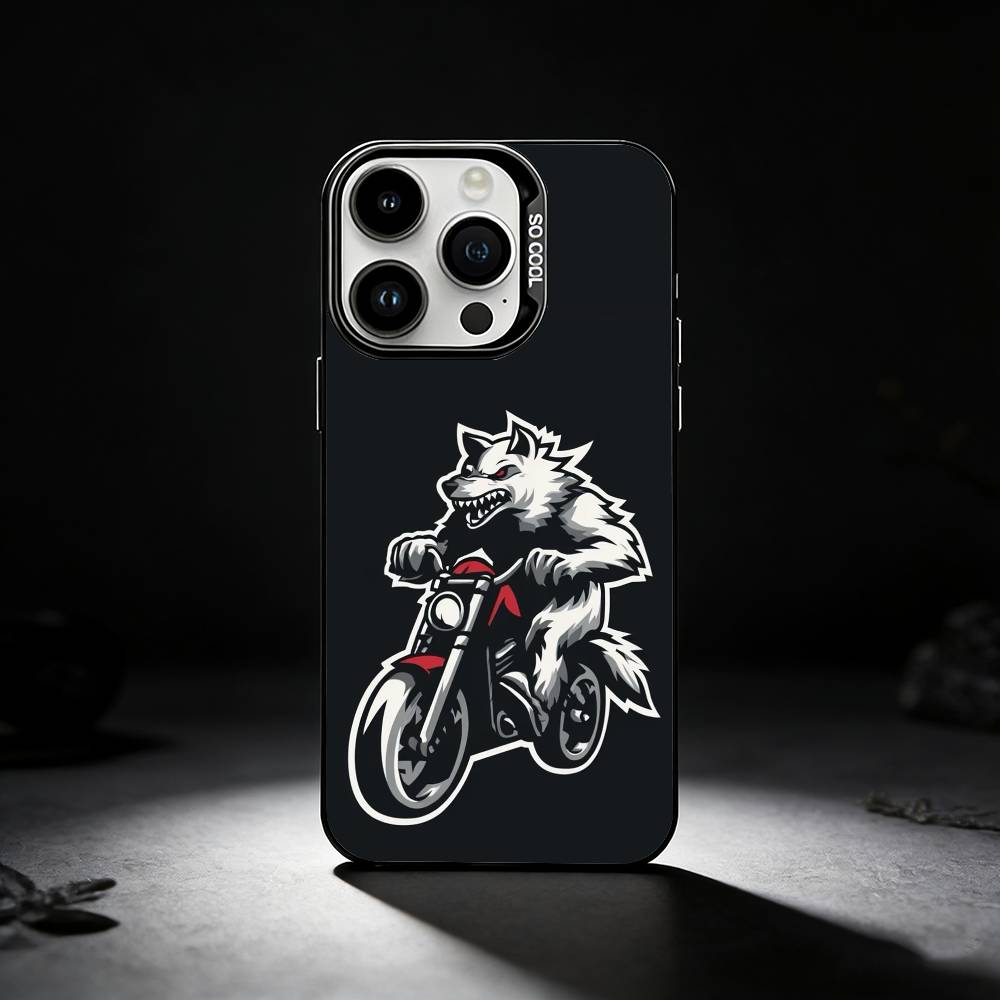 

Wolves on Motorcycles Phone Case For iPhone 17,16,15,14,13,12,11 Plus,Pro Max,XS,Colored silver phone case iPhone12