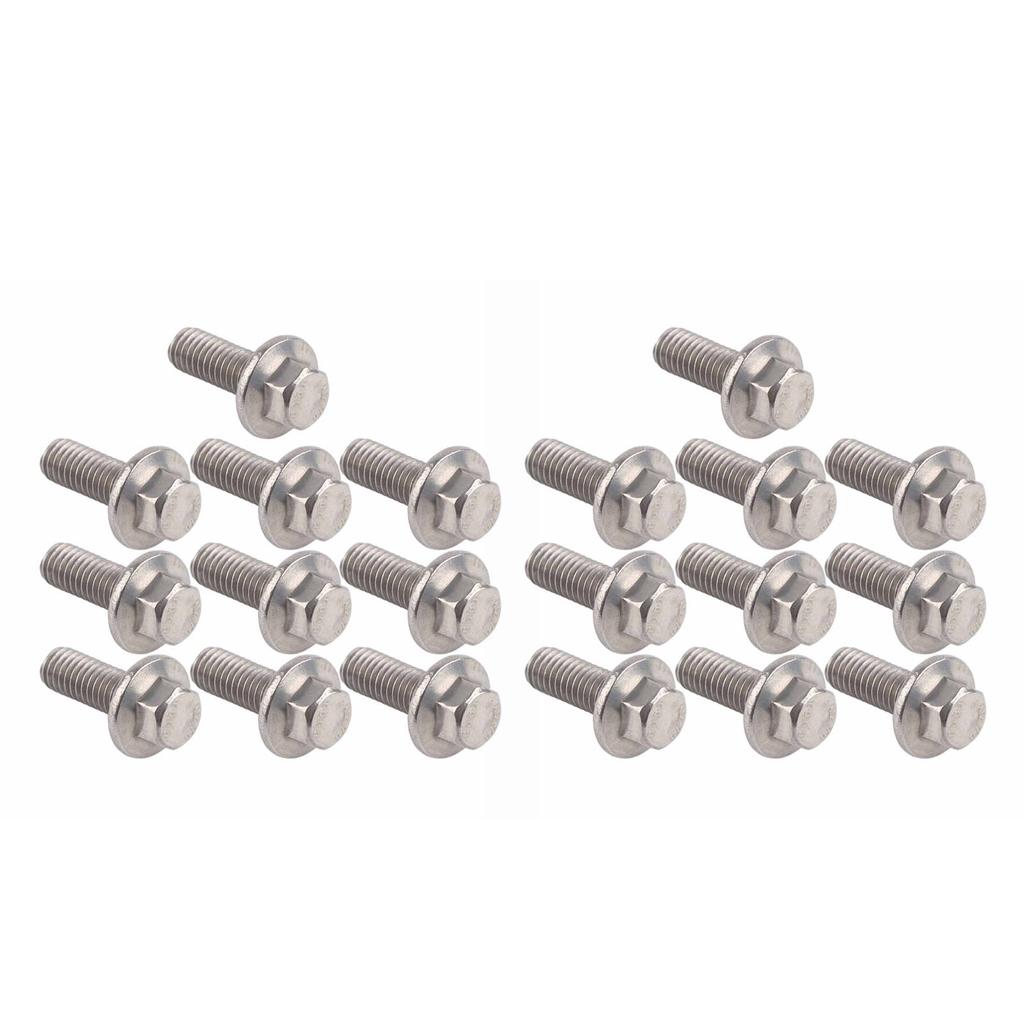 20Pcs Flanged Hex Bolts 304 Stainless Steel Flange Head Screws M6x20 Industrial Construction Fastener