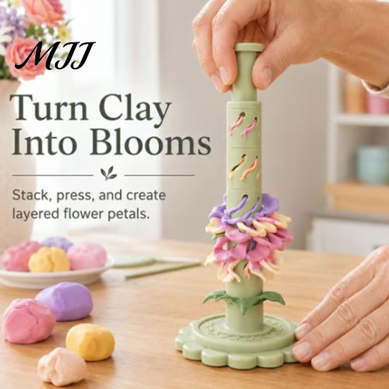 Pottery Studio Accessories Modular Clay Bloom Maker, Flower Shaping Tool with 9 Sleeve Patterns, 3D Craft Tools Printed DIY Stackable Press