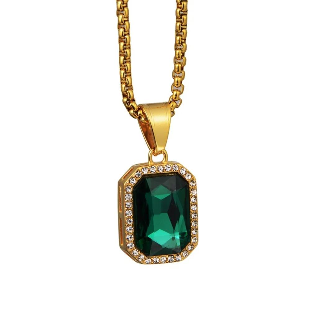 

Hip Hop Iced Out Bling Square Pendant Gold Color Stainless Steel Rapper Necklaces For Men Women Fashion Hippie Jewelry Gift 2025 50cm