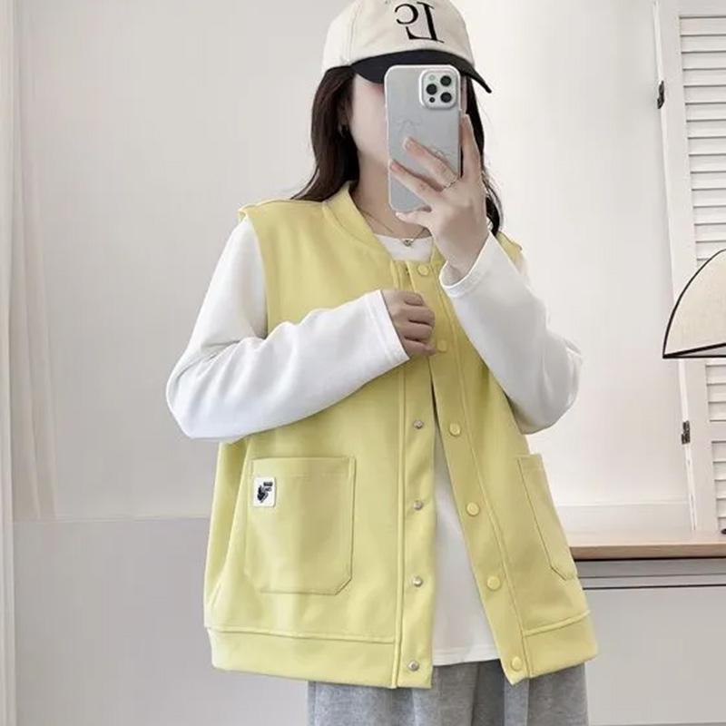 Vest for Women Cotton Autumn Winter Solid Color Vest Oversize Casual Loose-fitting Vest