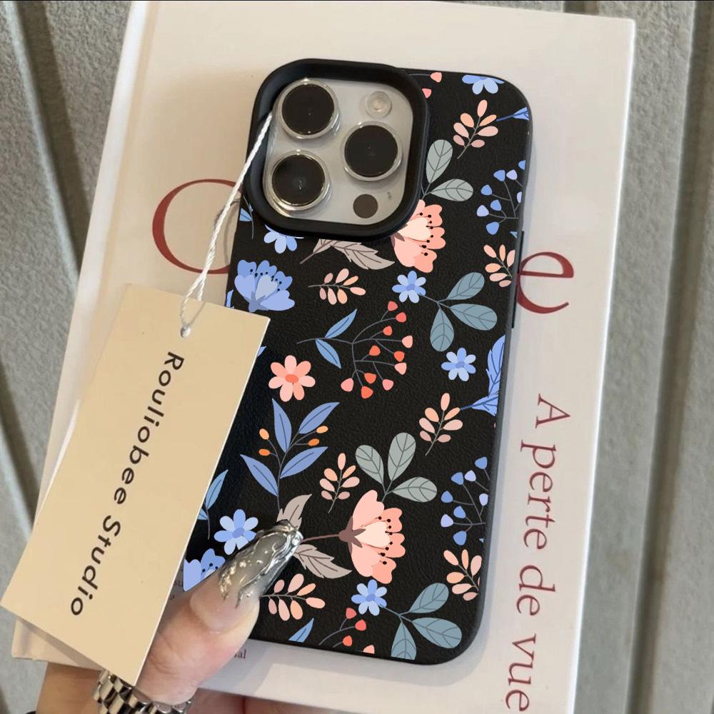 HOT Cool Flower Lily Luxury Lichee leather pattern Phone Case For iPhone 17 16e 16 15 14 13 12 11 Air Pro Max Plus X XR XSMax