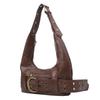 PU Leather Vintage Shoulder Bag Zipper Closure Y2k Tote Bag Large Capacity Belt Buckle Handbag Commute Travel Shopping Tote Bag