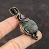 Labradorit Anhänger Kupferdraht umwickelt Edelsteinanhänger Handgefertigter Schmuck Afrikanischer Amethyst Anhänger Geschenk für Mutter Kupferdraht Umwickelter Schmuck