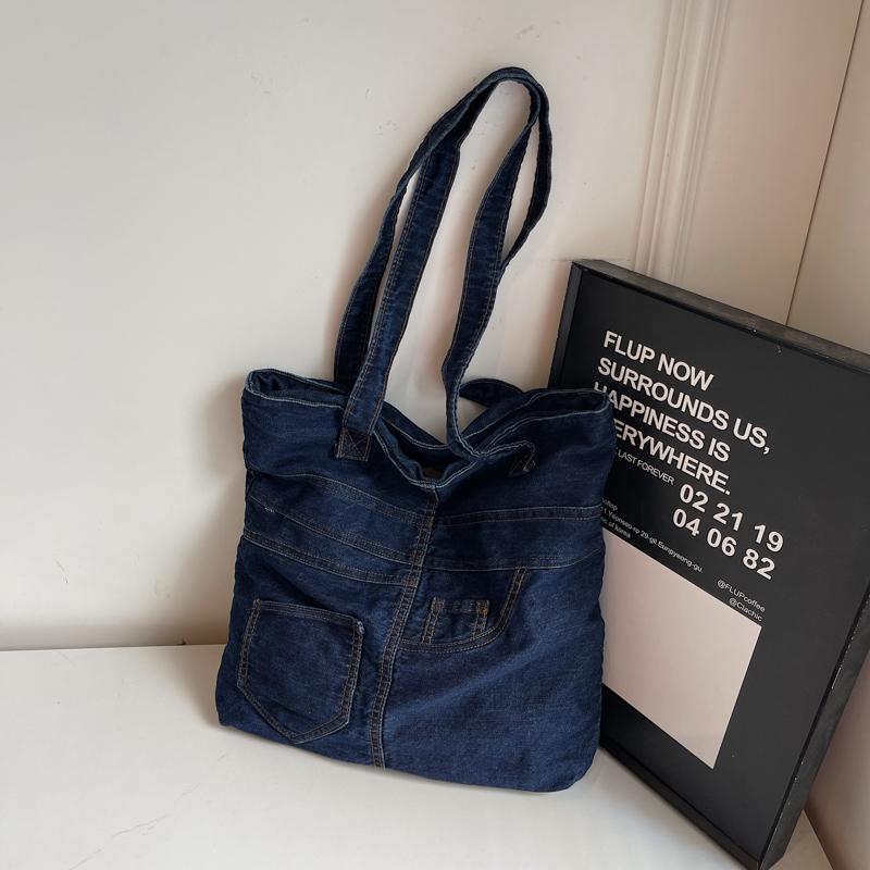 Vintage Large Capacity Denim Bag Women's Shoulder Bag Student Class Bag