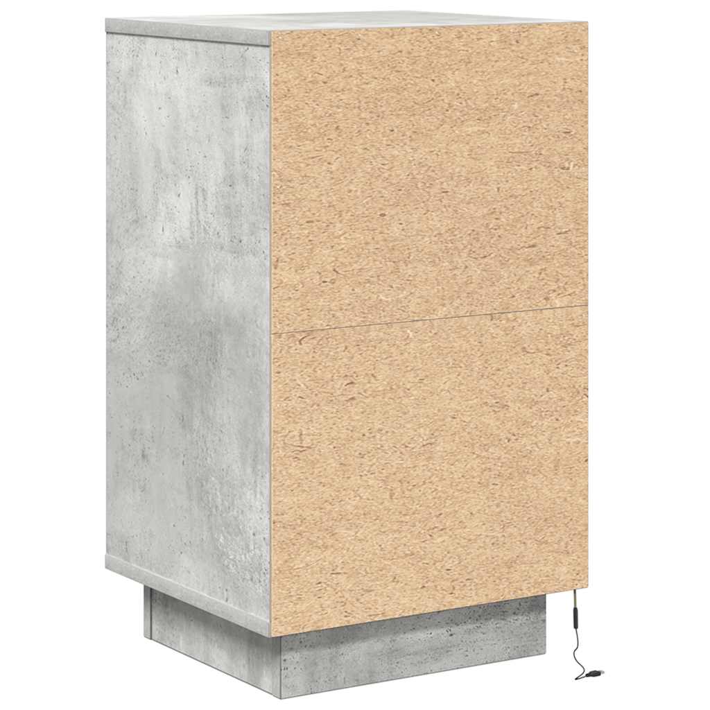 Nightstand with LED Lights Concrete Grey 38 x 34 x 65 cm