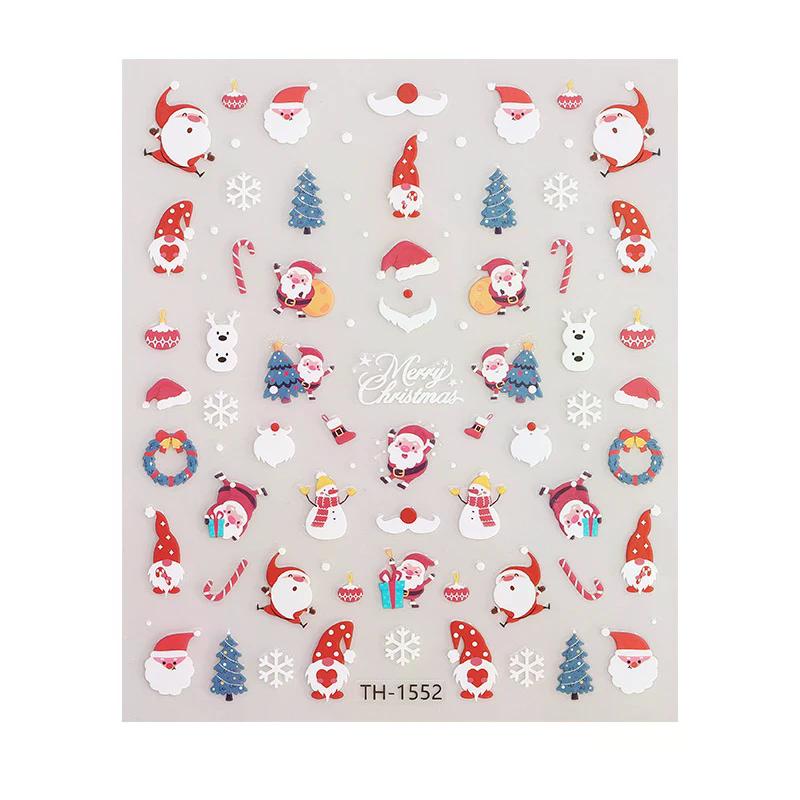 Cute Christmas DIY Nail Decals Sliders - Gingerbread Santa Cat Xmas Tree Bell Stickers for Holiday Party Manicure Decor
