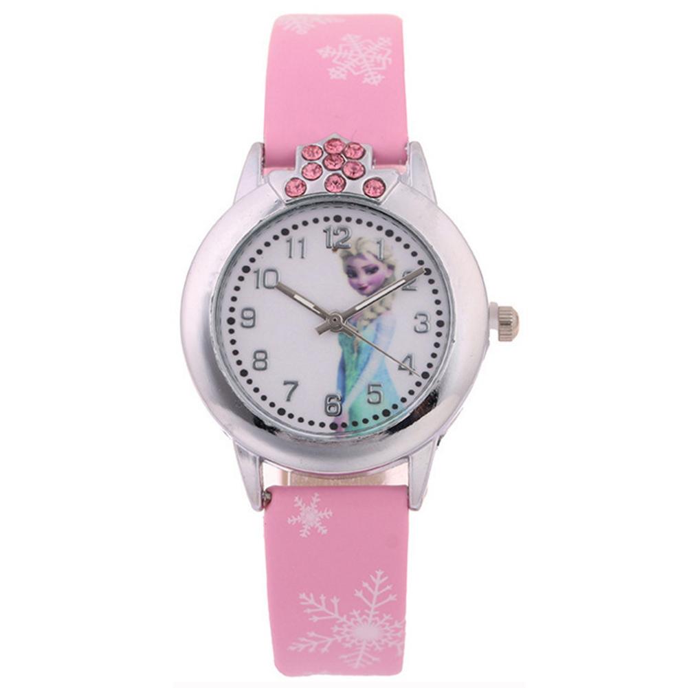 Children Cartoon Quartz Watch With Pu Band Cute Frozen Princess Waterproof Wrist Watch For 3-6 Years Old Kids