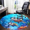 1PC Turtle Ocean Office Round Area Rug, Mat Suitable For Office, Under Office Chairs Bedroom Living Room Home Decor, Room Deco