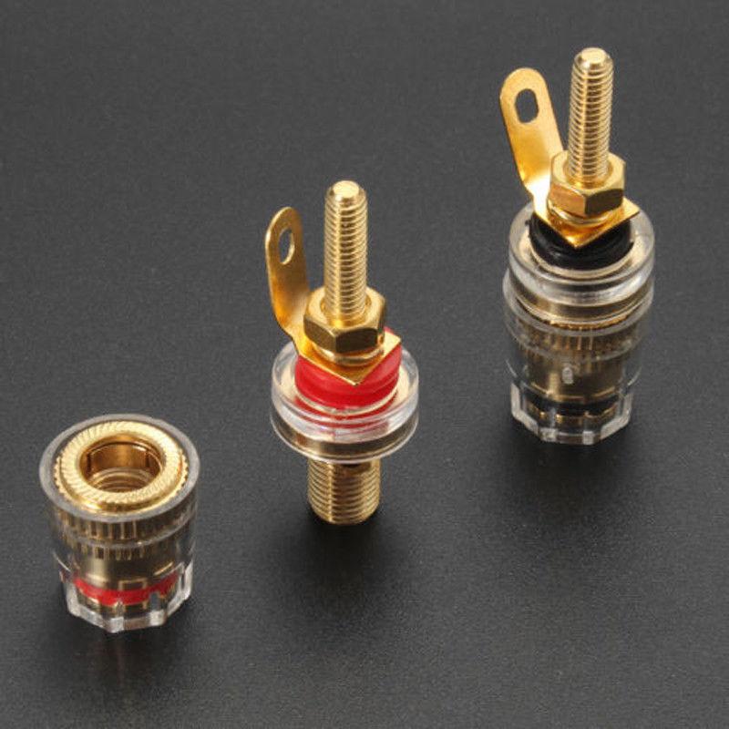 8pcs Speaker Terminal Binding Post Connectors Gold-plated Banana Adapters