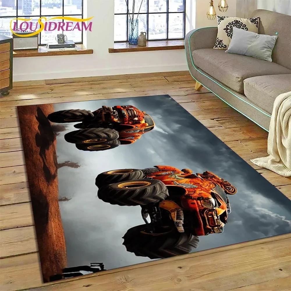 Tapete de Desenho Animado Monster Truck Monster Jam para Quarto Sala de Estar Decoração de Casa Sofá, Jogo Infantil Grande Tapete de Chão Decorativo
