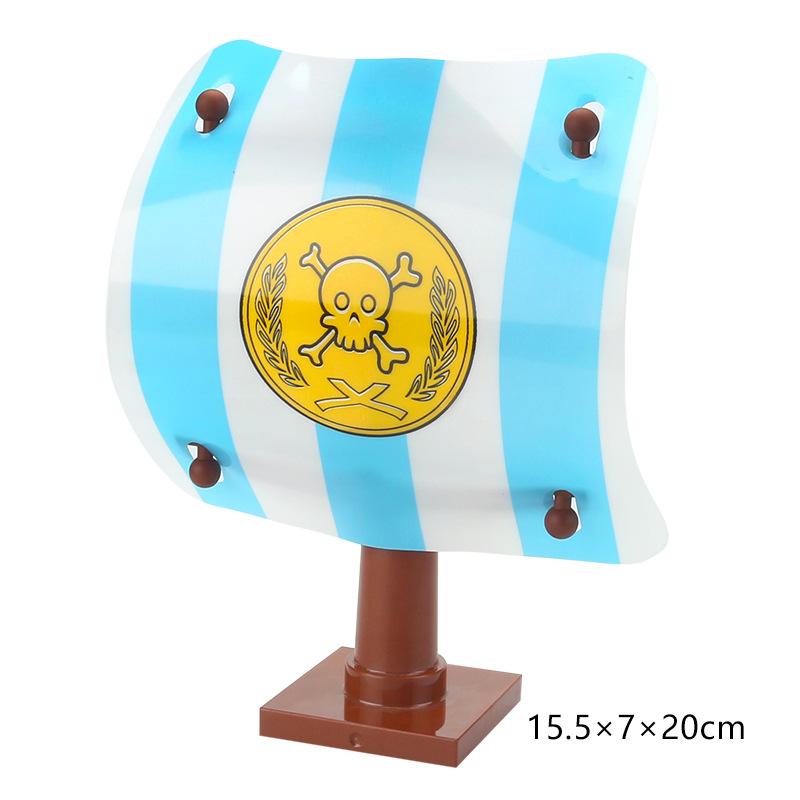 Big Particle Building Block Pirate Adventure Ship Rudder Pirates Sail Flag Jewelry Box Big Size Brick Accessory Boy Toy Kid Gift