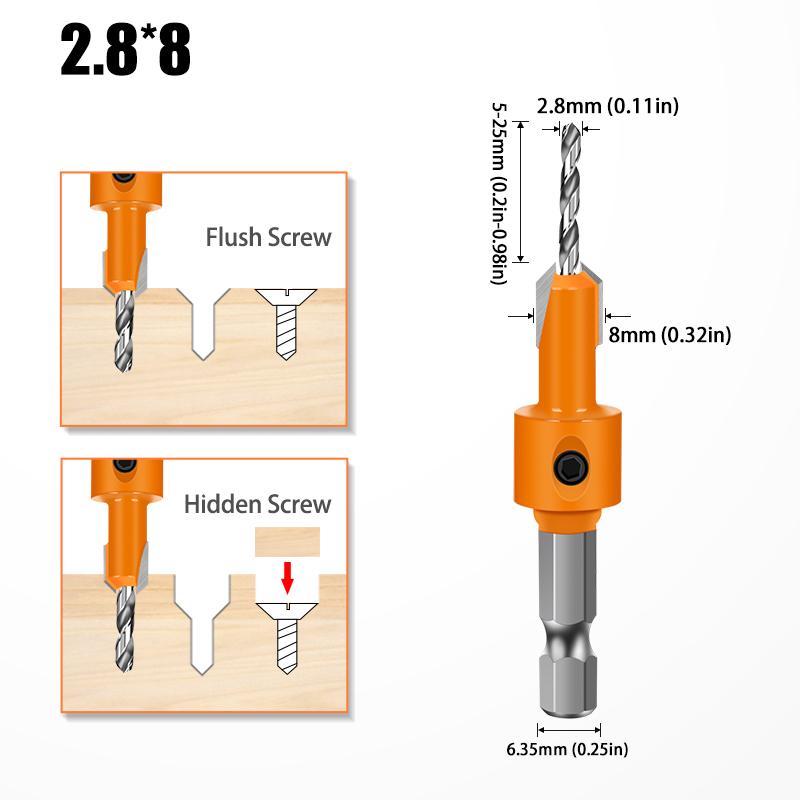 1-5PCS 8mm Shank HSS Woodworking Countersink Router Bit Screw Extractor Remon  for Wood Milling Cutter