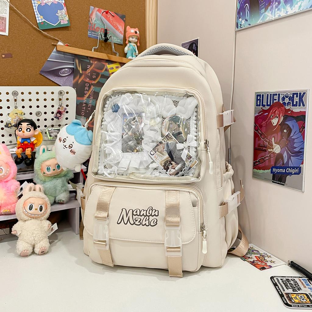 The schoolbag is fresh and cute, and the two-dimensional yuan bar is high school, high quality and large capacity.
