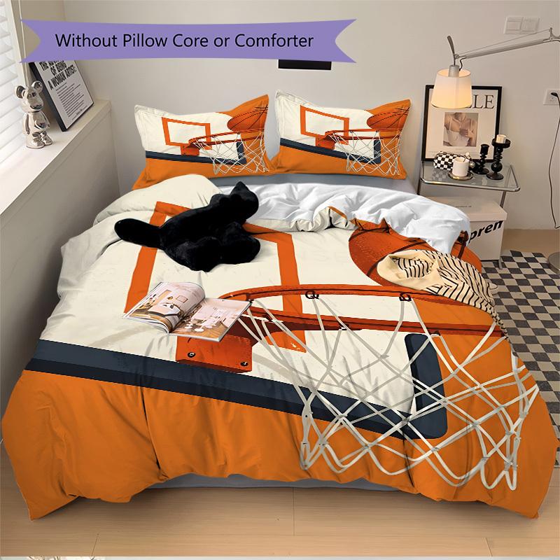 3pcs Basketball Hoop Bedding Set, Includes Without Pillow Inserts, Soft Comfortable Bedding Set,All-Season Use A0924057