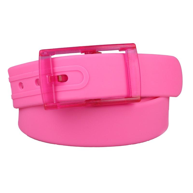 Plain Candy Colors Silicone Rubber Leather Wavy Shape Belt Plastic Buckle Cute Without Metal Belts for Men and Women Waistband