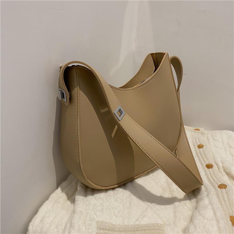 Casual Underarm Shoulder Bag for Women Texture PU Leather Half-moon Crossbody Bags Luxury Messenger Vintage Handbag