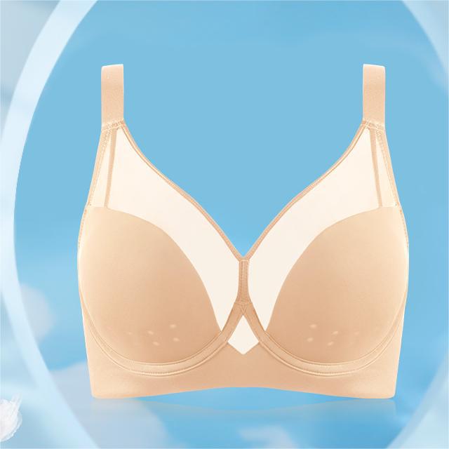 Summer Seamless Underwear Women's Big Breasts Show Small Breasts, Gather and Close the Secondary Breasts, Anti-sagging Adjustment Type, Thin Full