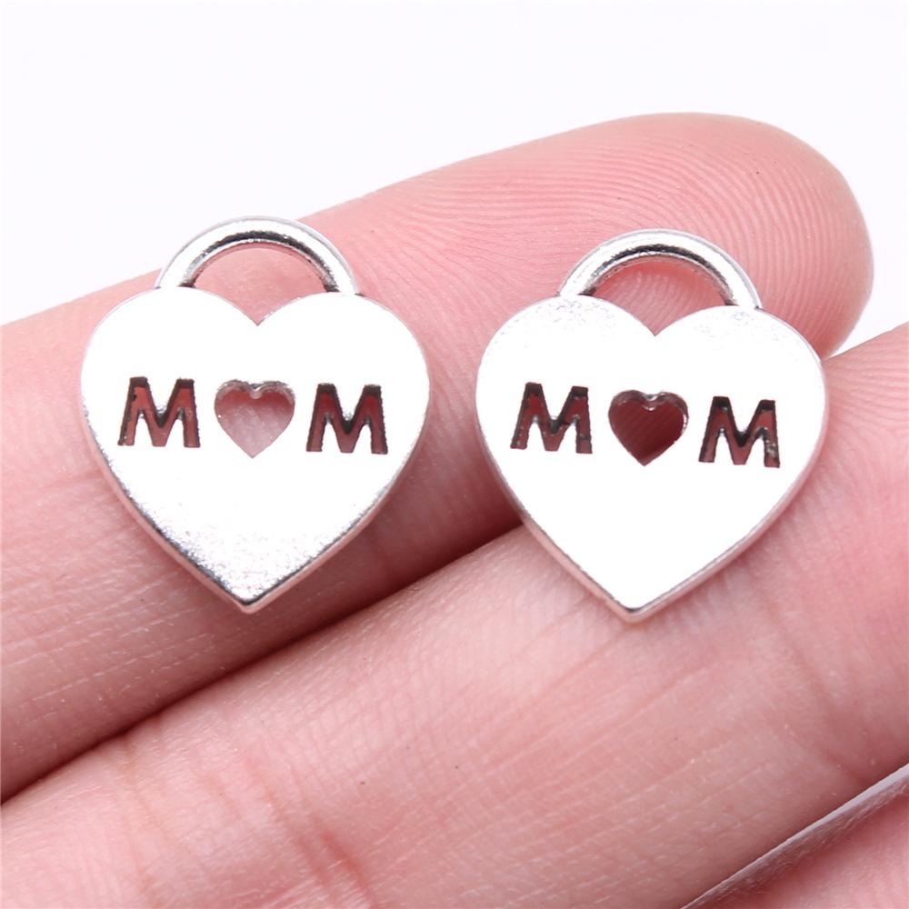 20pcs Mom Series Charms For DIY Jewelry Making Lovely Family Heart Love Mom Charms For Mother's Day Gift