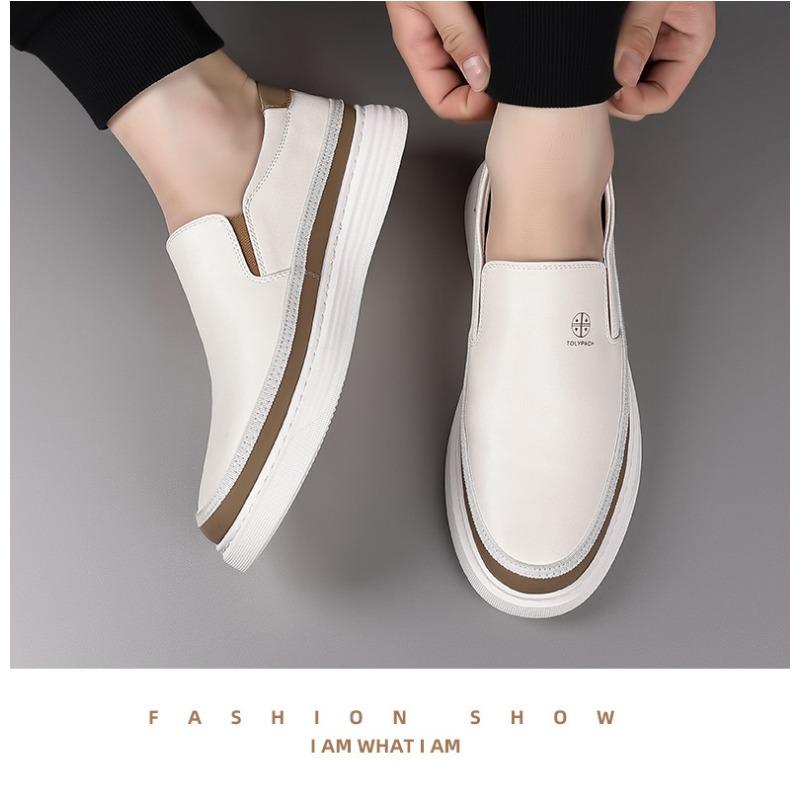 Mode Mode Frühlingherbst Plateau Lässige Weiches Leder Herren Slipper Designer Neu Weiche Sohle Herren Board Schuhe Lässige Herren Sneaker
