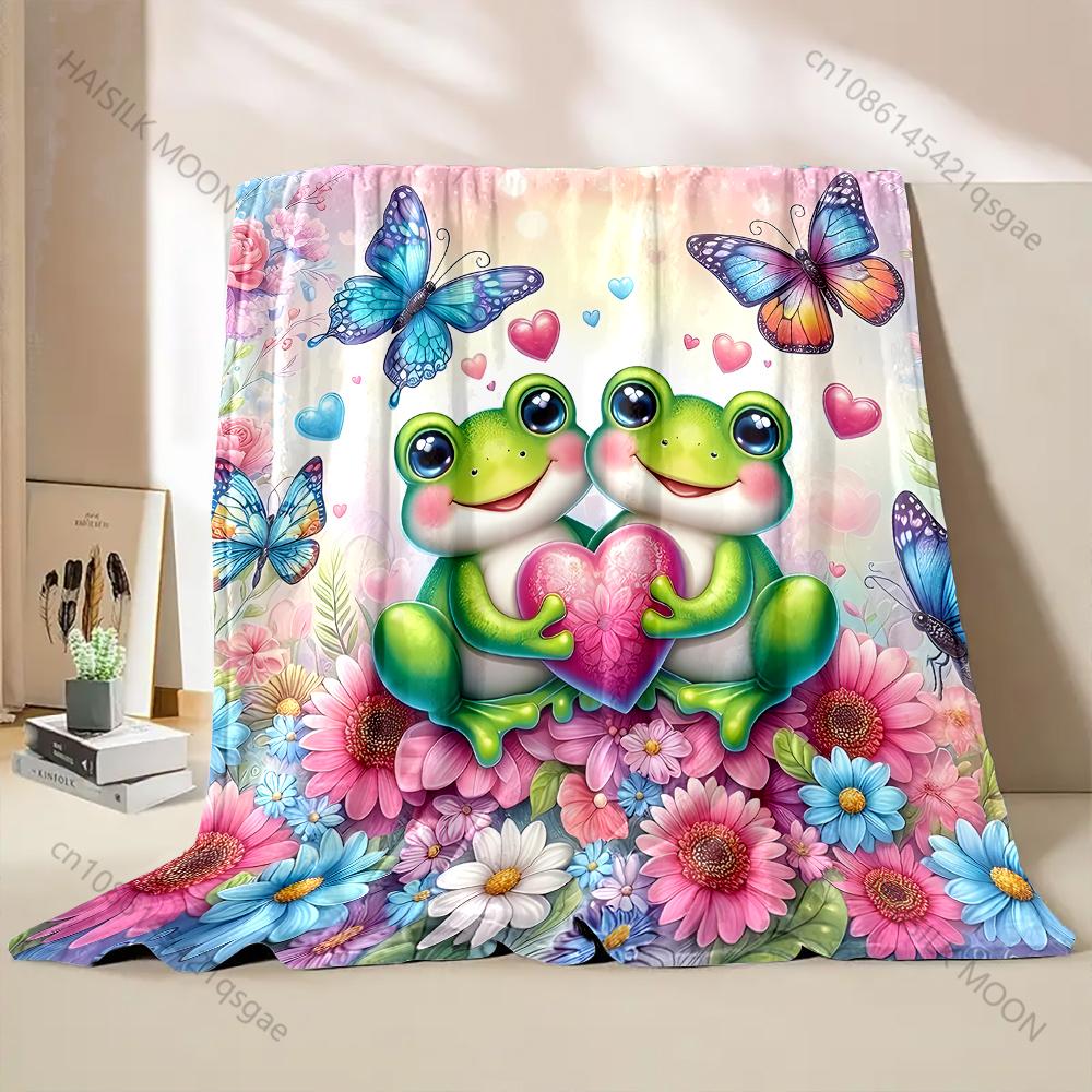 Two Frogs Love Dream  Print Blanket Warm Soft Luxury Gifts for Children Adults Suitable for Home Sofa Bed Travel Camping