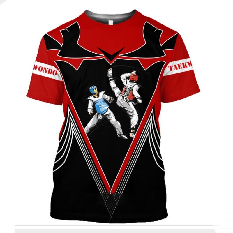 Sport Summer Men'S T-Shirt Wrestling Taekwondo Casual Sport O Collar Quick Dry Loose Short Sleeved Fashion Street Fitness Top