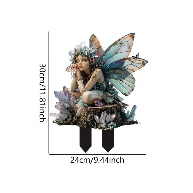 Acrylic Garden Decor Fairy With Wing Garden Stake Decor Yard Art Lawn Ornament