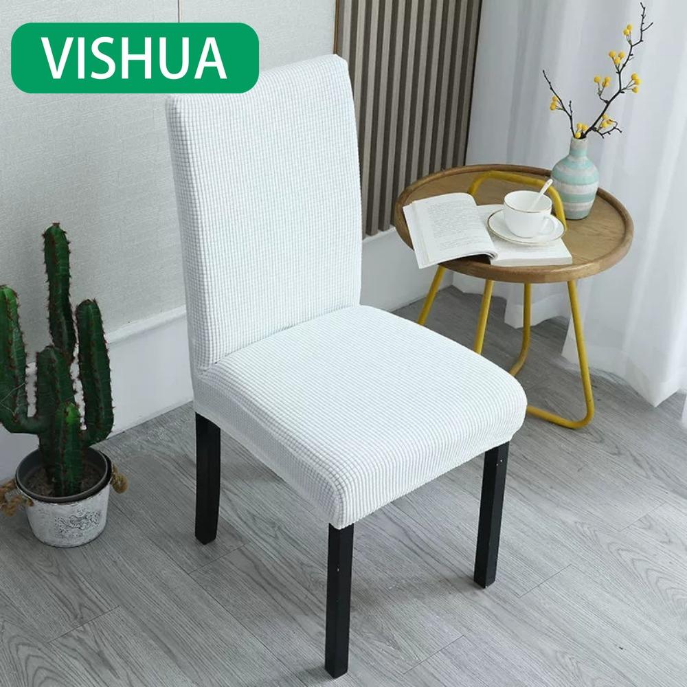 Universal-Passform Stretchstoff Stuhlbezug mit verdicktem Kissen für Esszimmerstühle und Hocker
