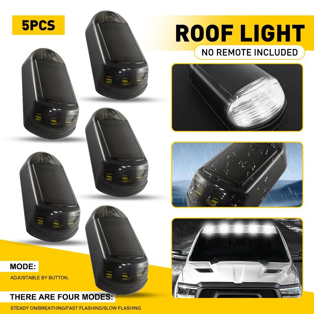 5pcs Wireless Solar Cab Lights Punch Free LED Roof Lamps Cold White Waterproof