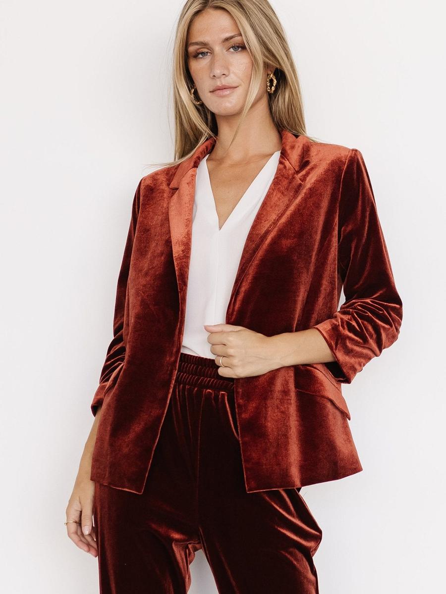 Новый женский вельветовый блейзер на весну-осень с карманом и воротником-стойкой M