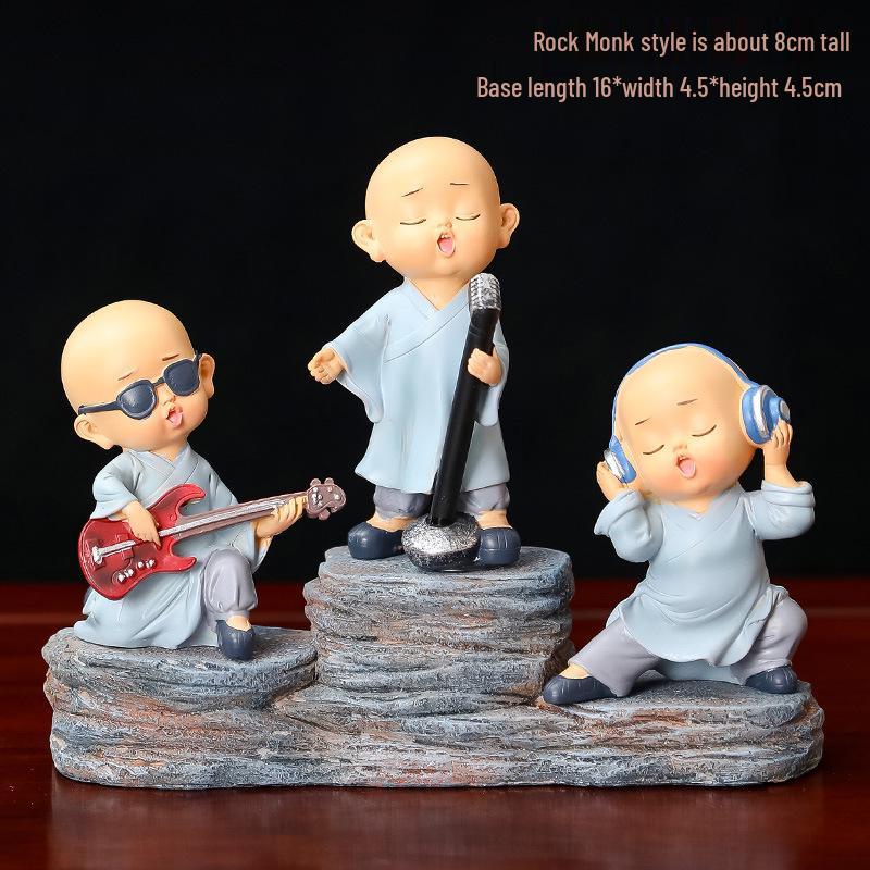 Zen Little Monk Resin Figurine: Creative Chinese Decor for Home or Entrance Table