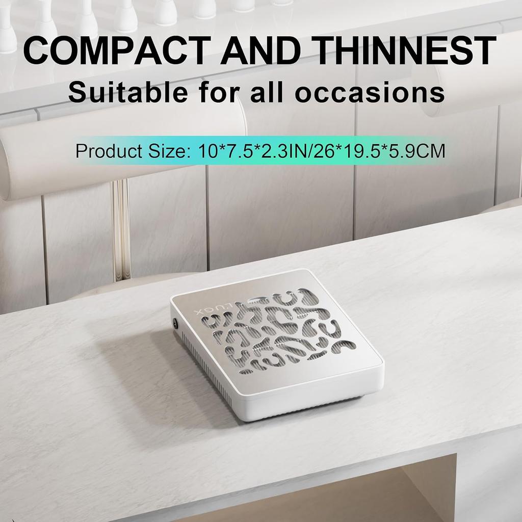 L'UGX Nail Dust Collector, Professional Dust Collector Nail Tech, Powerful Dust Suction Machine Manicure Pedicure Tool for Acrylic Nail Polishing,