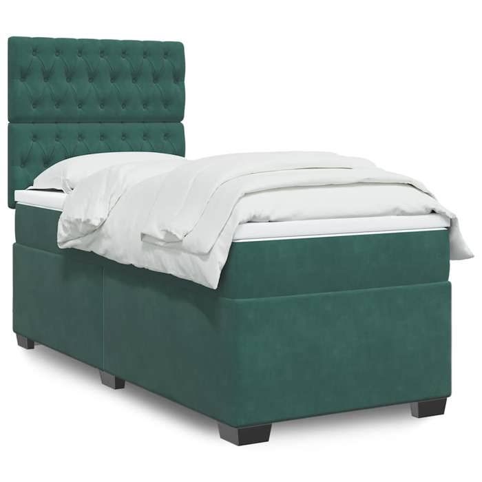 Maison Exclusive - Sommier à lattes de lit avec matelas Vert foncé 90x190 cm