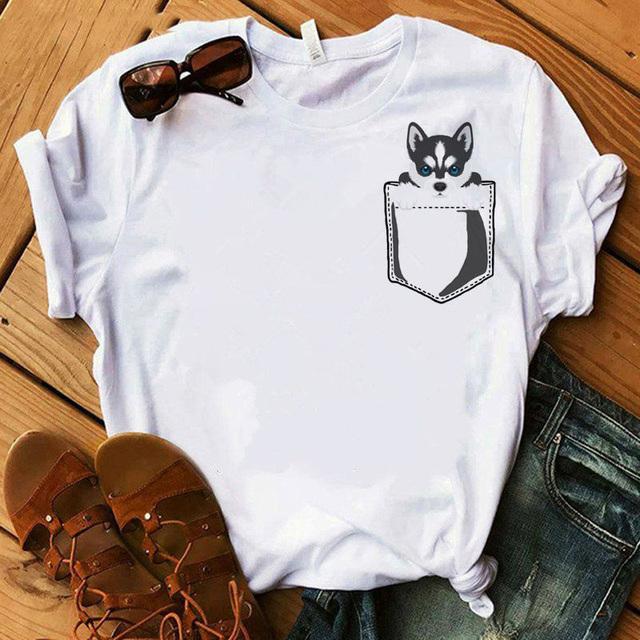 Zogankin Chihuahua Momma Print Dámské tričko Léto Nová móda Tričko Funny Dog Design Krásná dívka Tričko Tričko Femme