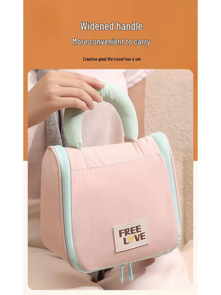 Portable Large Capacity Cute Makeup Bag with Hook for Travel and Business Trips