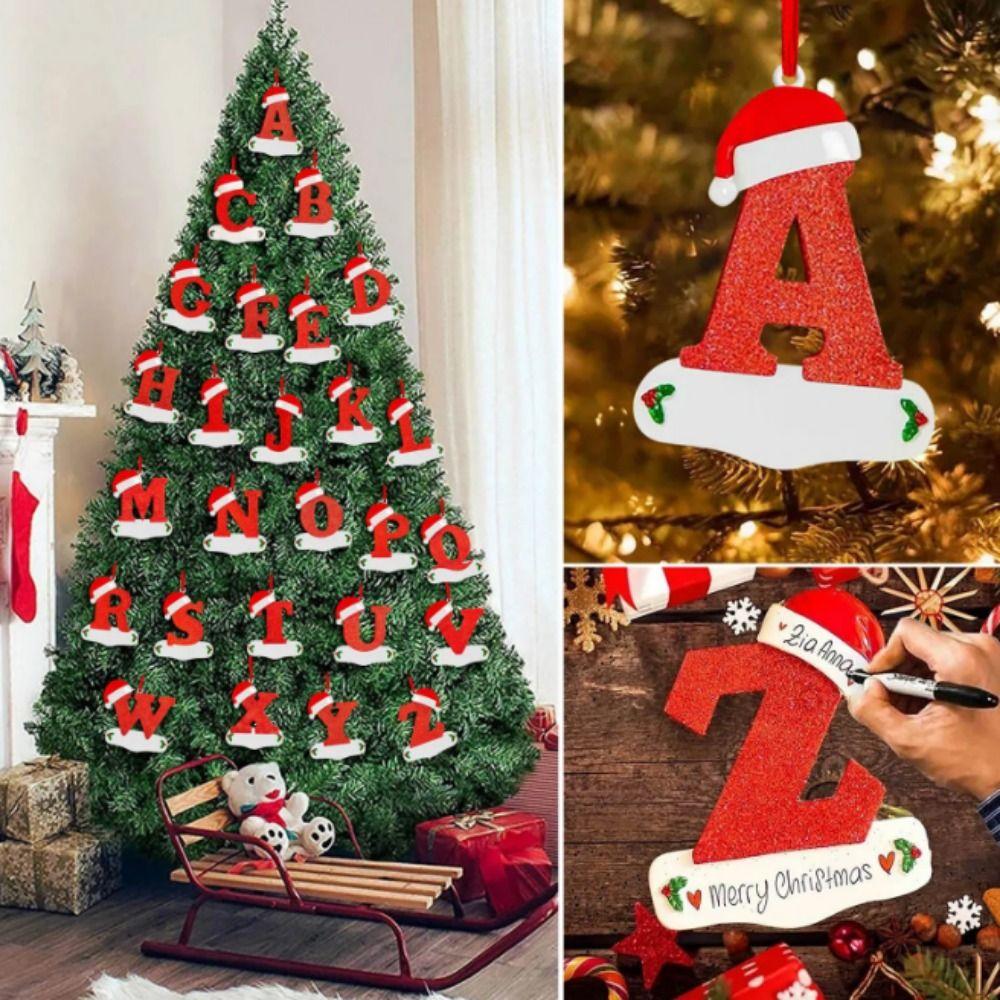 26 Letters Christmas Wishing Tree Pendant A-Z Xmas Tree Blessing Letter Pendant  DIY Decoration