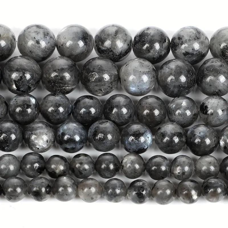 Natürliche schwarze Labradorit- und graue Mondsteinperlen – Schwarzer Funkelstein-Accessoires für DIY-Projekte.