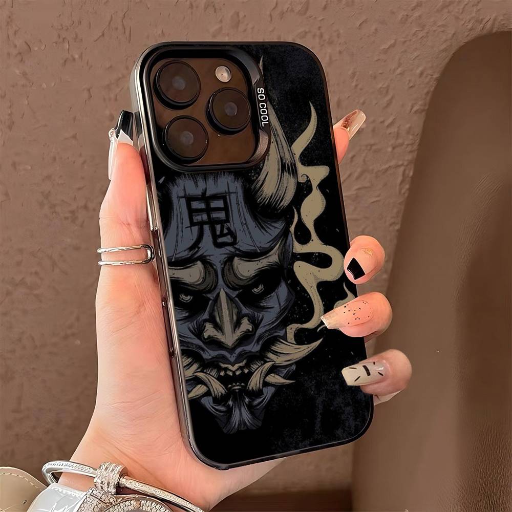 Japan Ghost Face Samurai Phone Case For iPhone 16 15 14 13 12 11 Pro Max X XR XS MAX Matte Shockproof Back Anti Fall Matte Cover