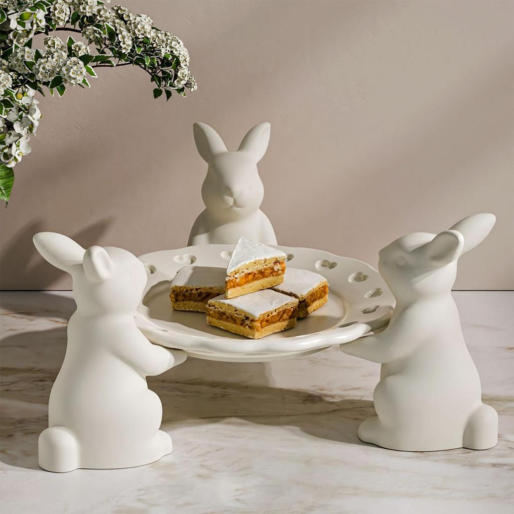 3D Cute Candy Plates Easter Bunny Mold Silicone Rabbit Tray mold for Thanksgiving Holidays Party Offices Home Room Desk Desktop