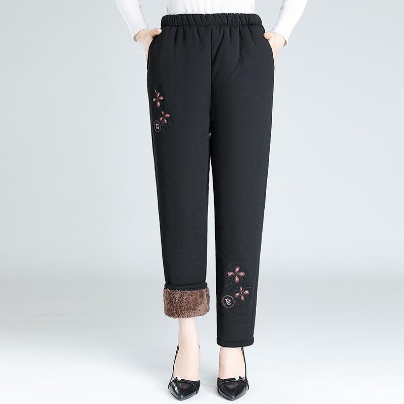 Women's Autumn Winter Plus Size Padded Thickened Pants Warm Comfortable Loose Trousers