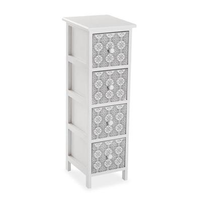 Benno Bathroom Furniture - VERSA - 82 X 25 X 29 Cm - White and Grey - 4 Wooden Storage Drawers