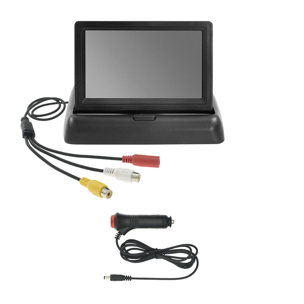 4.3 TFT LCD HD Screen Folding Car Monitor with Rear View Camera  8 LED Backup for Vehicle Parking Easy Installation