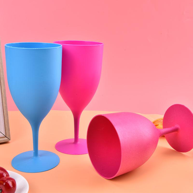 6pcs/set of Frosted Plastic Wine Glasses Cocktail Champagne Goblet for Bar Party