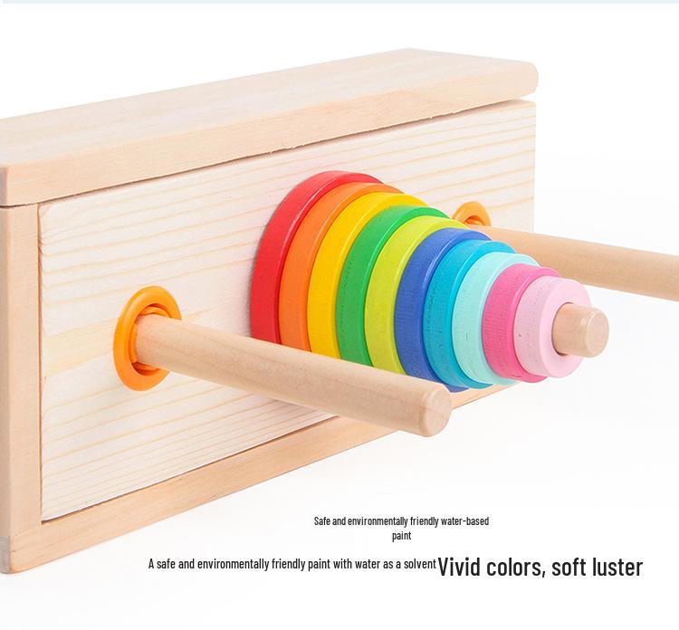 Hanoi Tower Wooden Puzzle Toy for Logical Thinking - Eight Layers for Early Education and Elementary Students